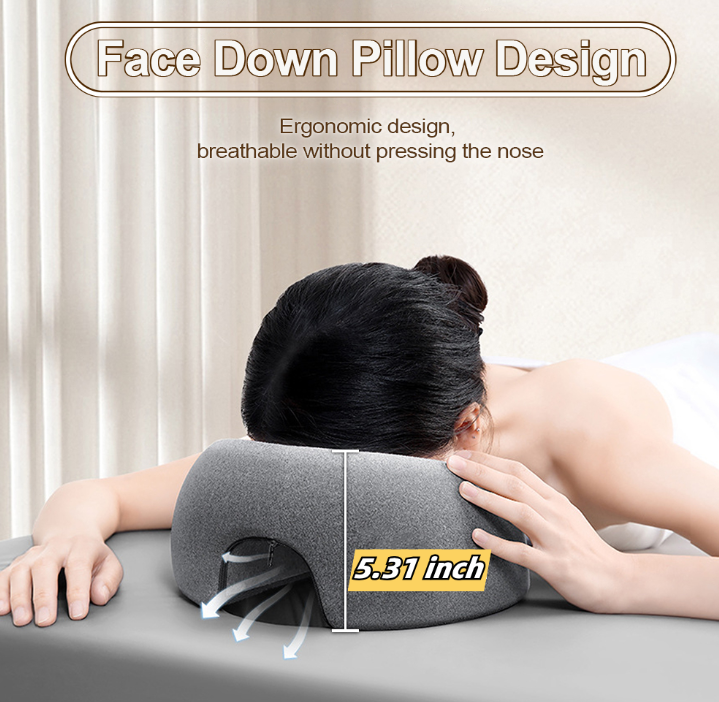 ✨Taller & Thicker! ✨Face Down Pillow Massage Bed Head Cushion 5.3IN High